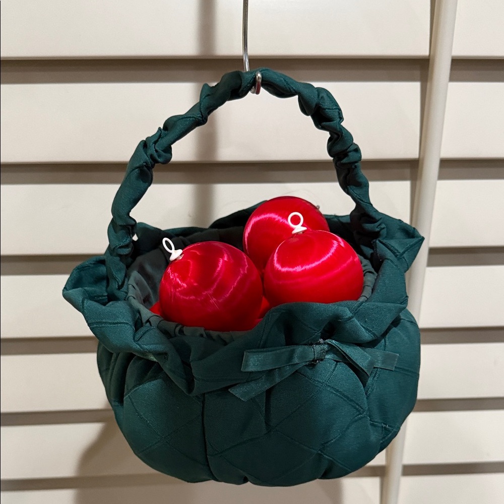 Handmade Basket & 5 Christmas Silk Balls